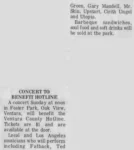 Camarillo Daily News Fri May 18 1973 CTBH Benefit Concert @ The Foster Park Bowl, Ventura | Cirith Ungol Online