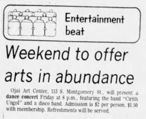 Ventura County Star Free Press Thu Jul 29 1976 WTOAIA Heaviest Metal Known To Man - Dance Concert @ Ojai Art Center | Cirith Ungol Online