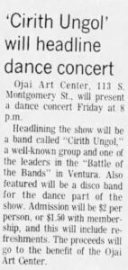 Ventura County Star Free Press Tue Jul 27 1976 DC Heaviest Metal Known To Man - Dance Concert @ Ojai Art Center | Cirith Ungol Online