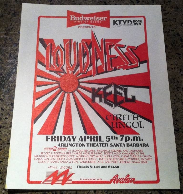 Opening for Loudness @ Arlington Theatre, Santa Barbara