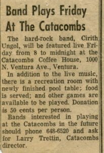 CU Live Catacombs At The Catacombs | Cirith Ungol Online