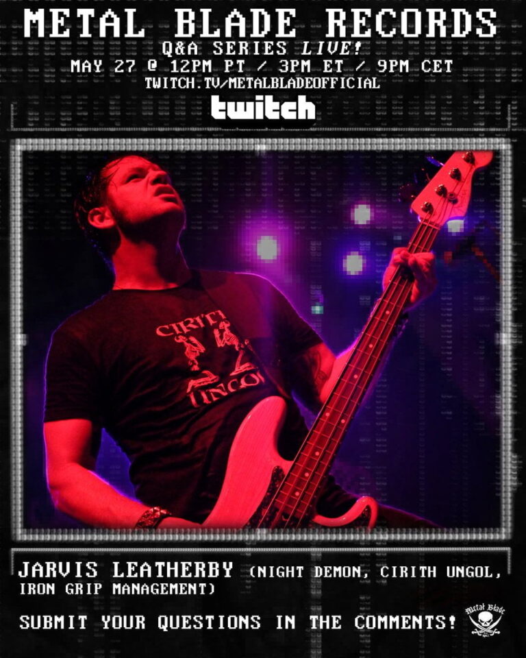RT @MetalBlade: Jarvis Leatherby is up next! Tune into a new episode of our @Twitch Q&A this coming Thursday! Ask all of tho…