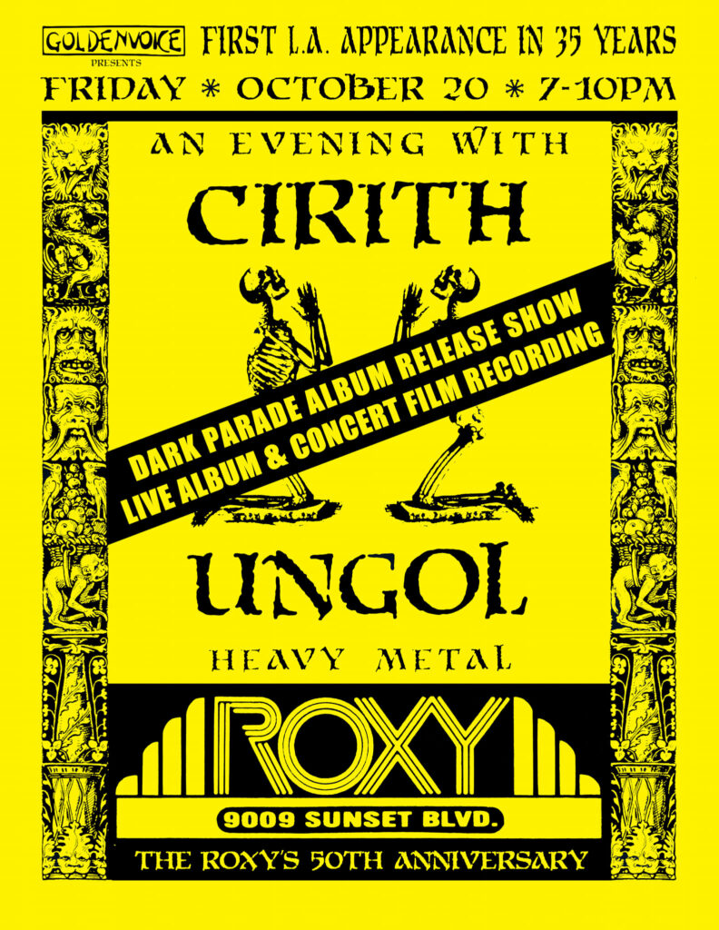 roxy first time in 35 years 2023 live album concert film recording yellow The Roxy's 50th Anniversary | Cirith Ungol Online
