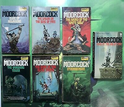 moorcock elric of melnibone 7 book lot complete daw series 1 7 whelan cover art Moorcock Elric of Melnibone 7 book lot Complete DAW series 1-7 Whelan Cover Art | Cirith Ungol Online