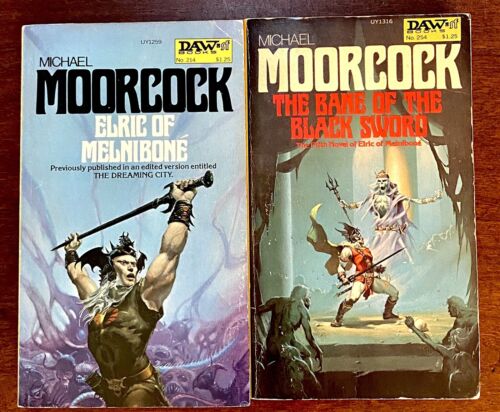 2 Michael Moorcock DAW 1st PB Editions, Elric Series #1 and #5, VG+ Condition