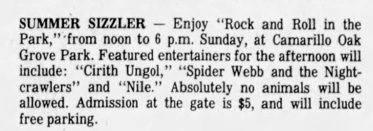 Summer Sizzler – Rock and Roll in the Park