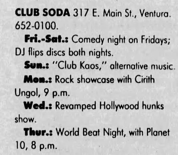 Rock showcase – 10 Feb 1992