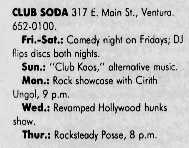 Rock showcase – 3 Feb 1992