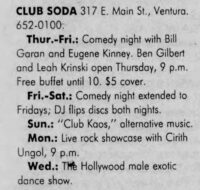 Ventura County Star Free Press Fri Oct 11 1991 T40D Live rock showcase - 14 Oct 1991 (?) | Cirith Ungol Online